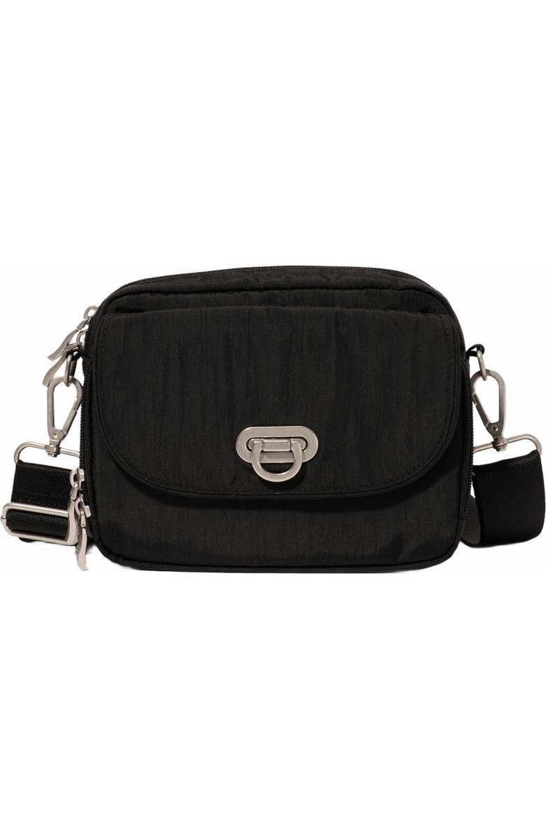 BAGGALLINI Coastal Flip Lock Camera Bag Crossbody, Main, color, Black