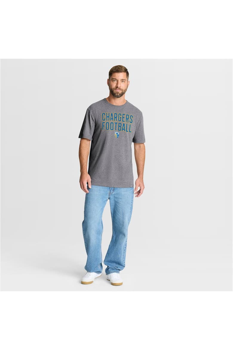 Men's Fanatics Heather Gray Los Angeles Chargers First Down Tribute Tri-Blend T-Shirt, Alternate, color, Heather Gray
