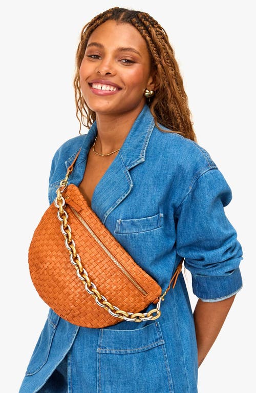 Clare V Grande Fanny Woven Checker Leather Belt Bag
