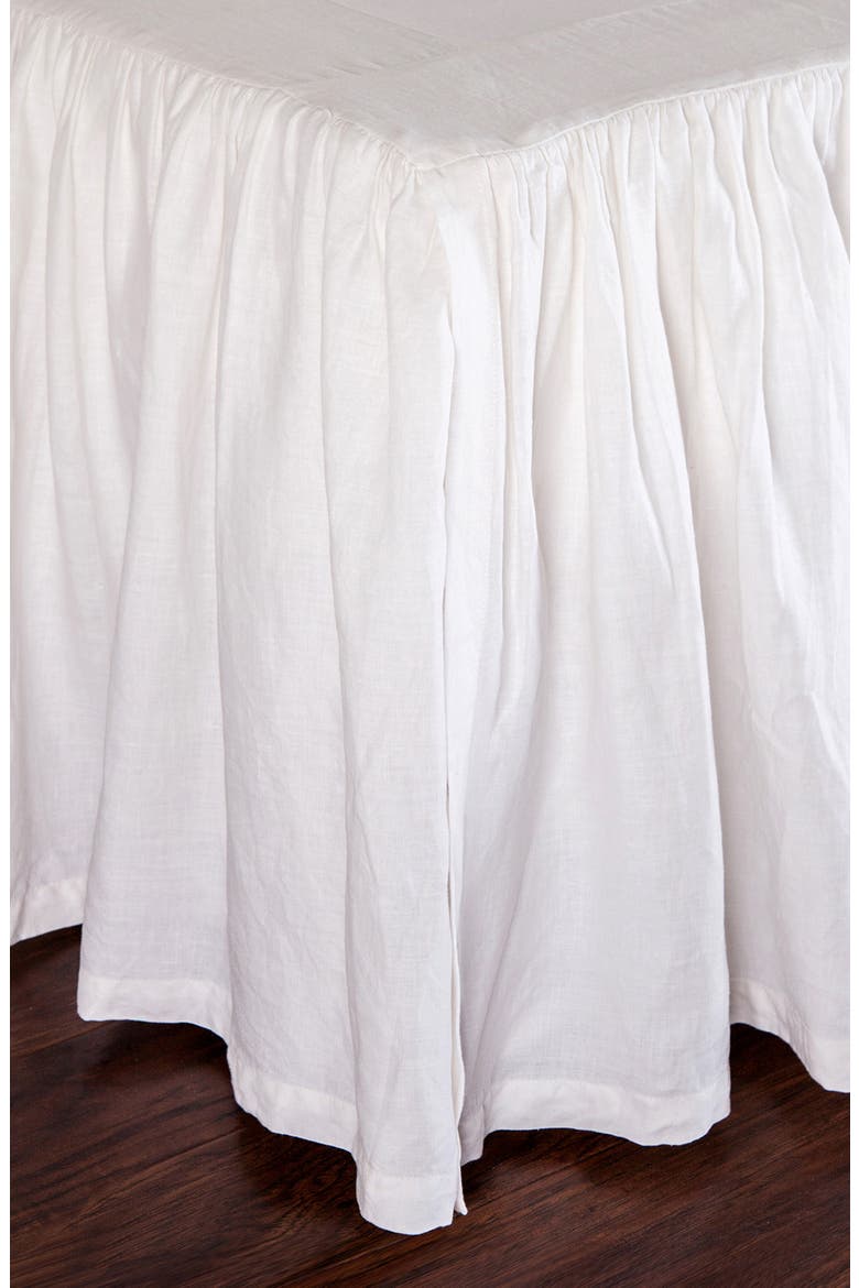 Gathered Linen Bedskirt, Alternate, color, WHITE