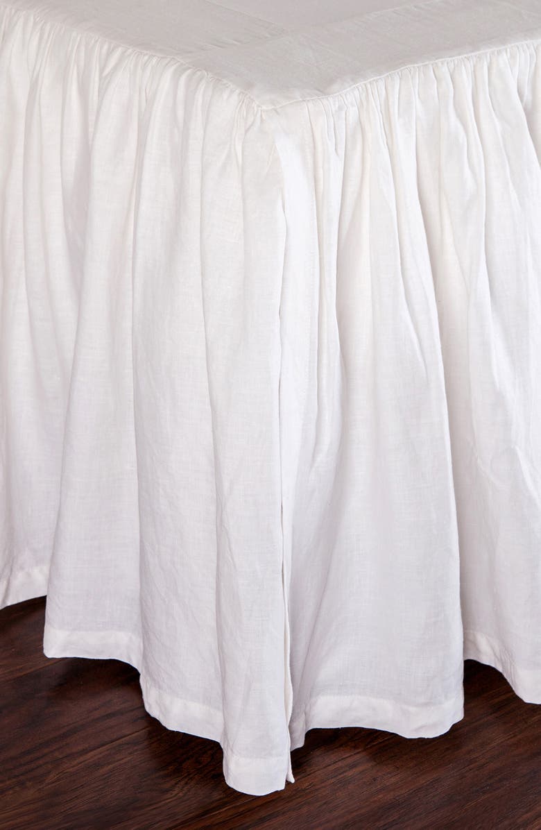 Pom Pom at Home Gathered Linen Bedskirt, Alternate, color, White