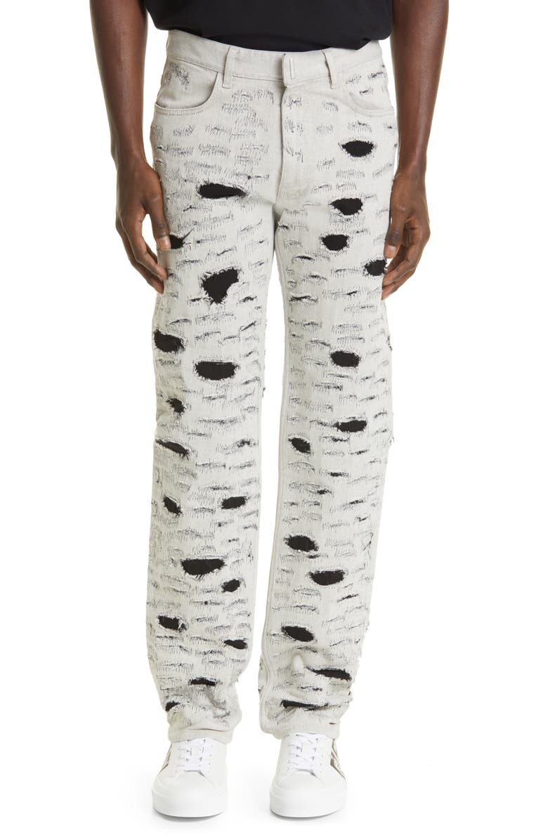 Givenchy Disney x Givenchy '101 Dalmatians' Destroyed Slim Fit Jeans, Main, color,