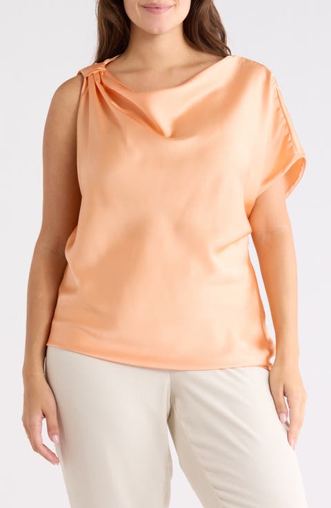 Asymmetric Satin Top (Plus)