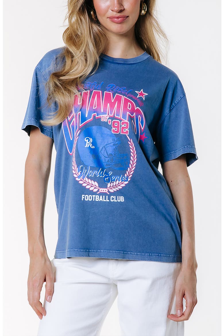 Champs 92 Washed Loosefit Tee, Main, color, Blue