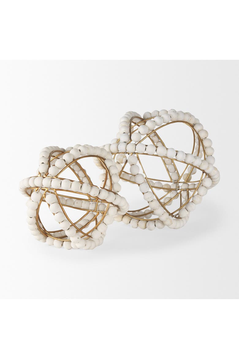 Espanlade I Wooden Beaded Orb, Alternate, color, White