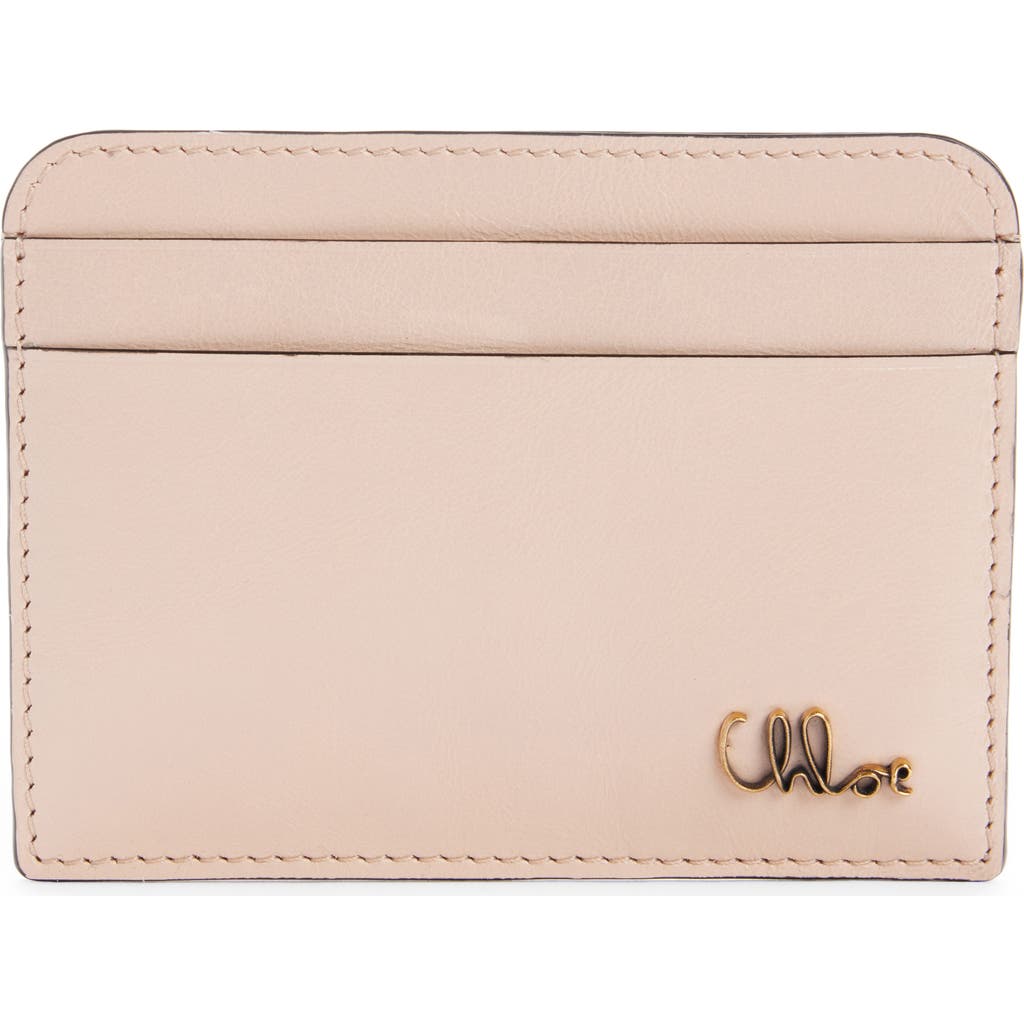 Chloé Iconic Shiny Leather Card Case In 6j5 Cement Pink