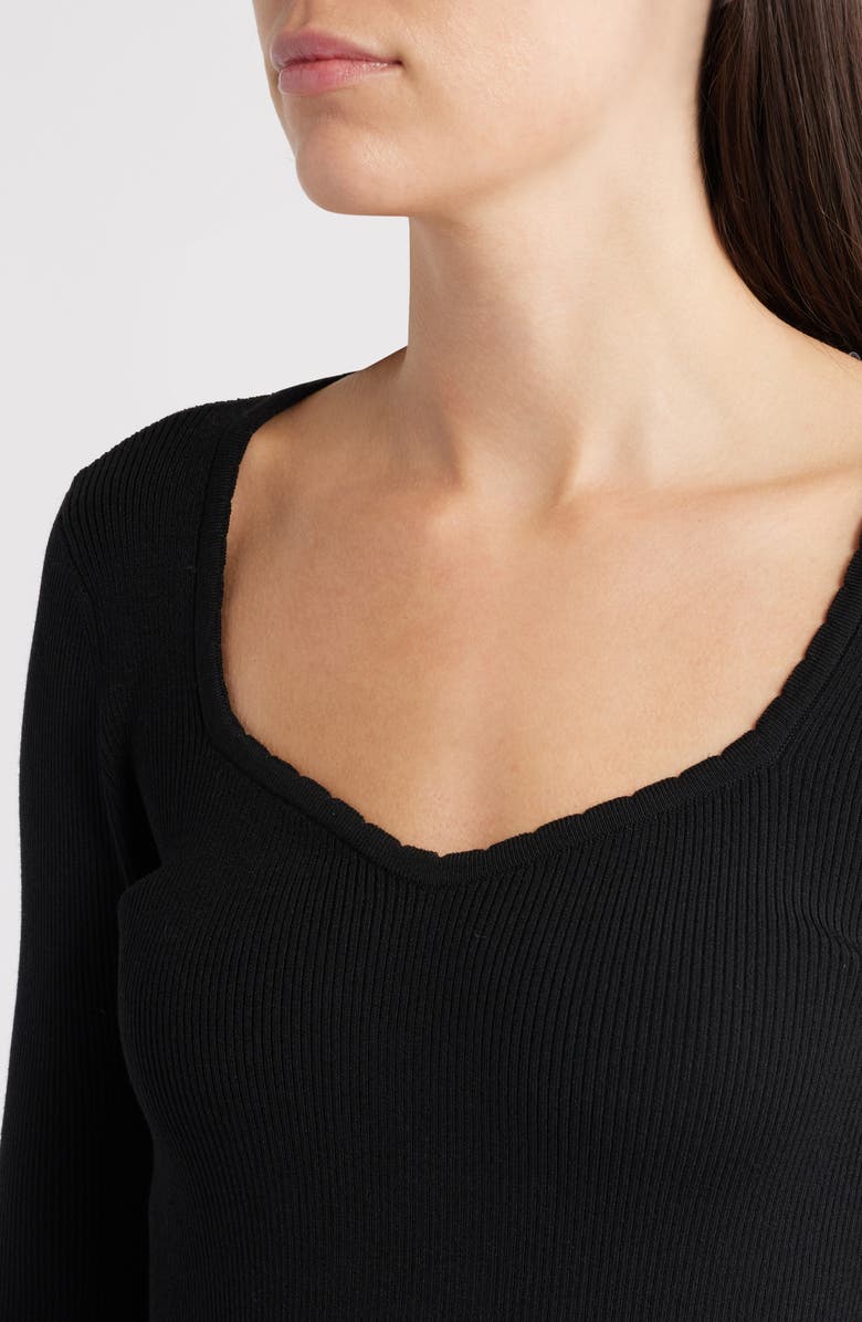 Elie Tahari The Maeve Long Sleeve Mixed Media Dress, Alternate, color, Noir Black/ Lovestruck