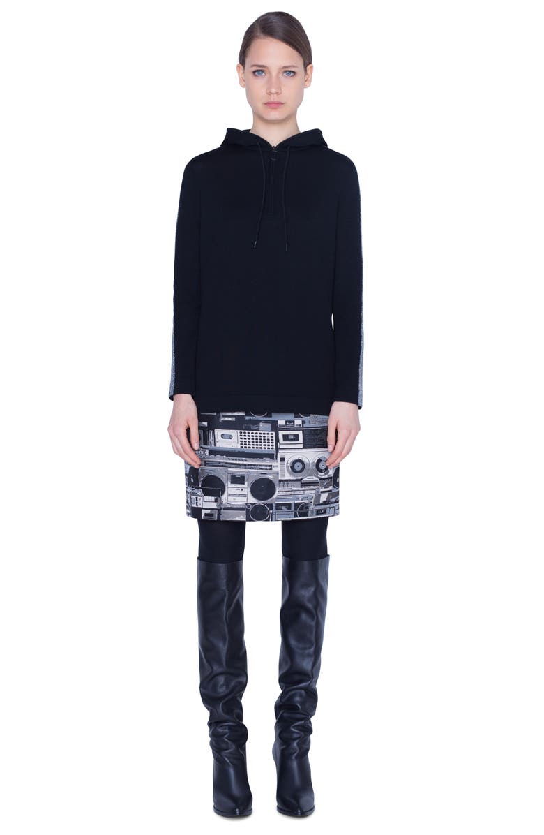 Akris punto Metallic Tuxedo Stripe Wool Sweater, Alternate, color, 