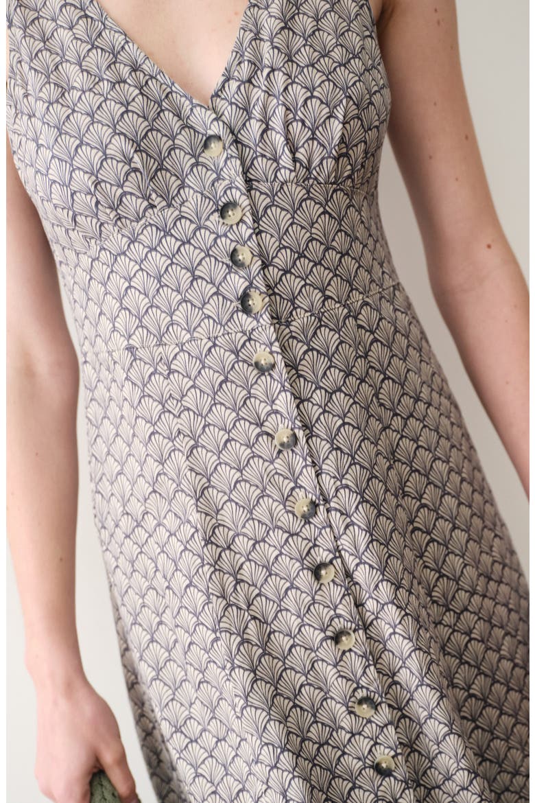 Camila Print Button Front Hemp Blend Maxi Dress, Alternate, color, NAVY SEASHELL