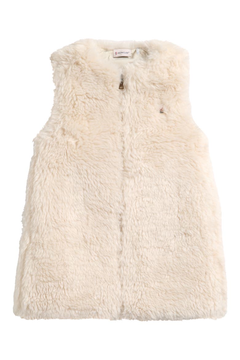 Kids' Zip Front Faux Fur Dress, Main, color, CREAM
