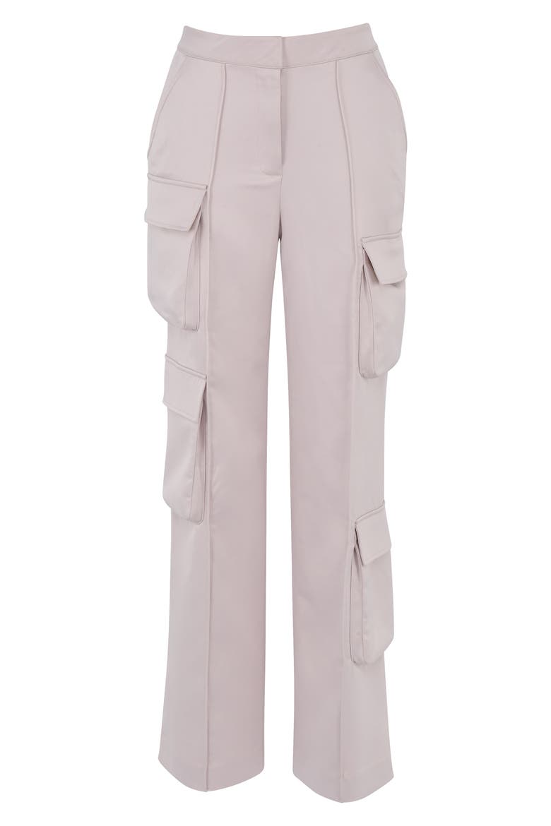 Daria Cargo Satin Trousers, Alternate, color, CRYSTAL
