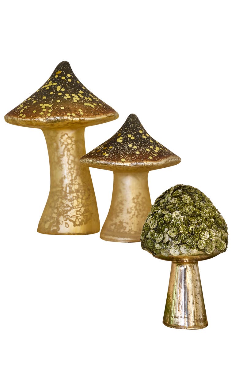 Balsam Hill Woodland Glass Mushroom Set, Main, color, Natural