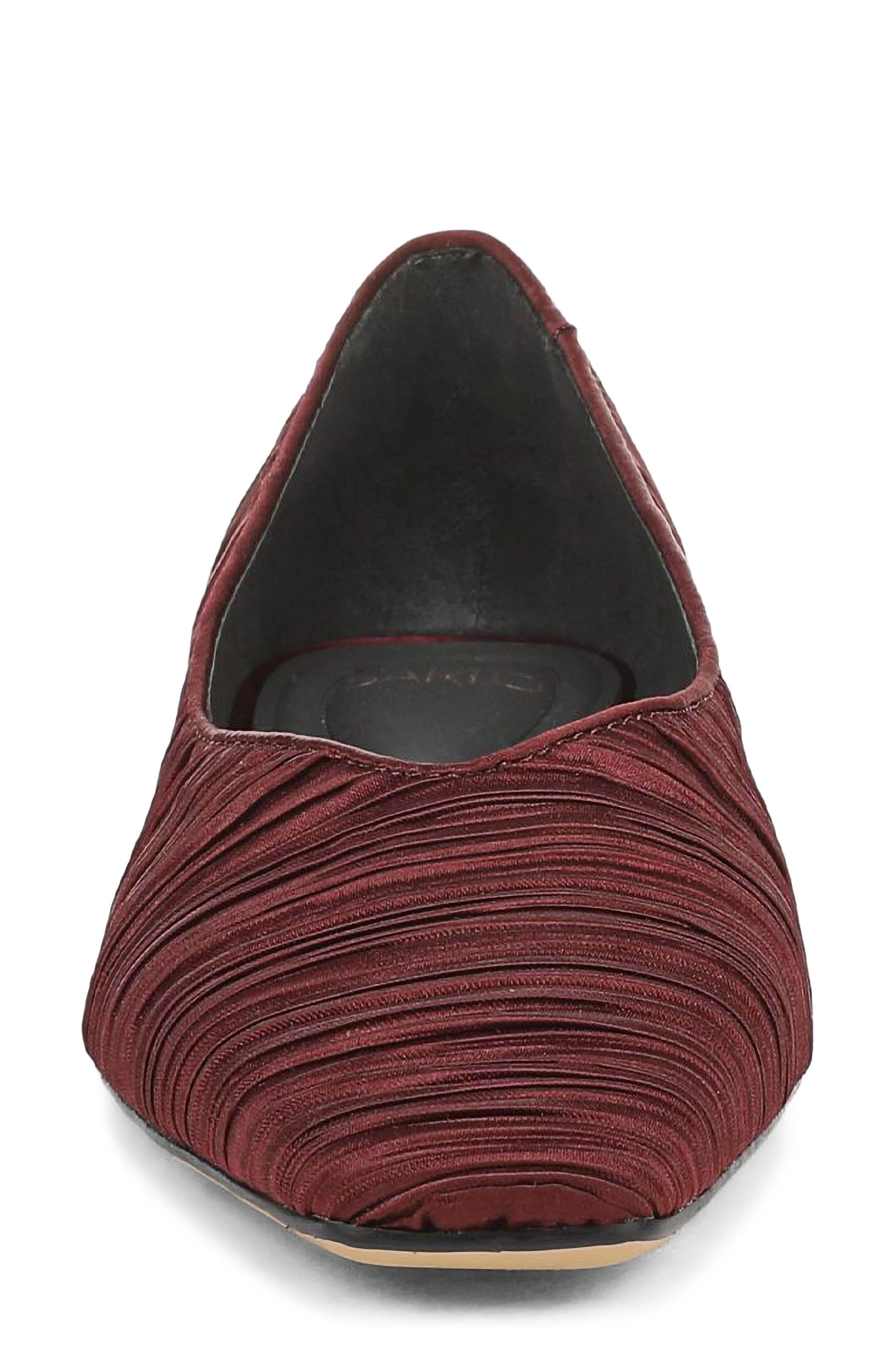 Dasia Pointed Toe Flat, Alternate, color, RED PLEATED SATIN