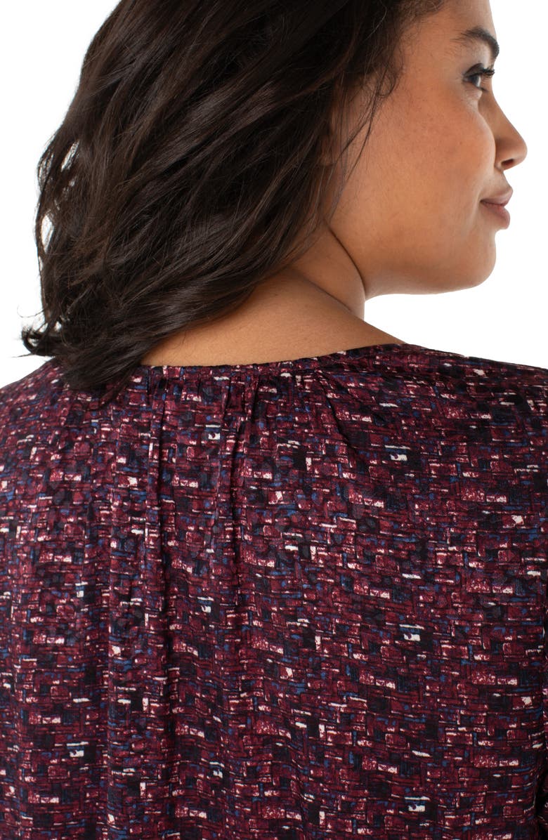 Liverpool Los Angeles Ruffle Balloon Sleeve Top, Alternate, color, Burgundy Multi