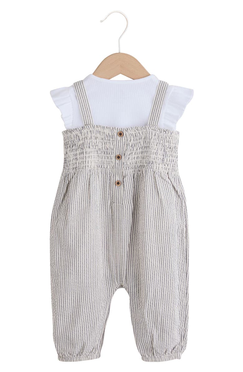 NEXT Crochet Pocket Romper & T-Shirt Set, Alternate, color, Grey