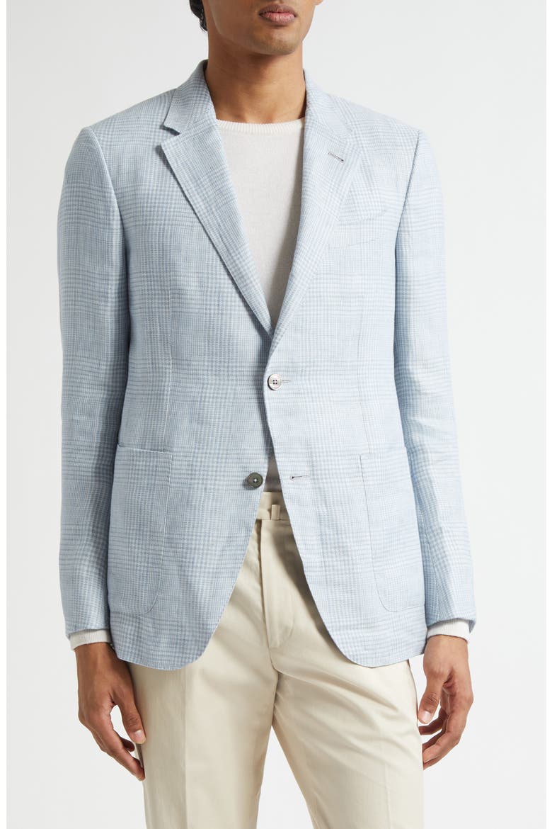 Oasi Linen Sport Coat, Main, color, BR BLUE CHECKER