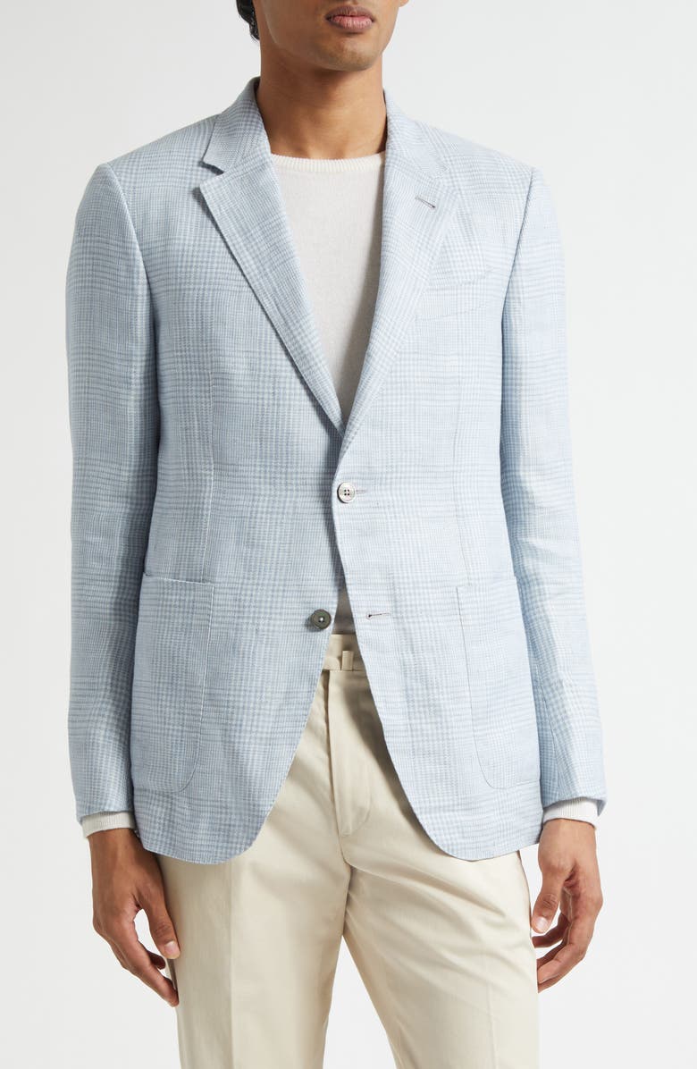 ZEGNA Oasi Linen Sport Coat, Main, color, Br Blue Checker