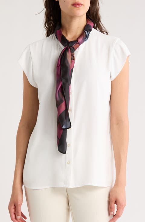 Blurry Floral Print Square Scarf