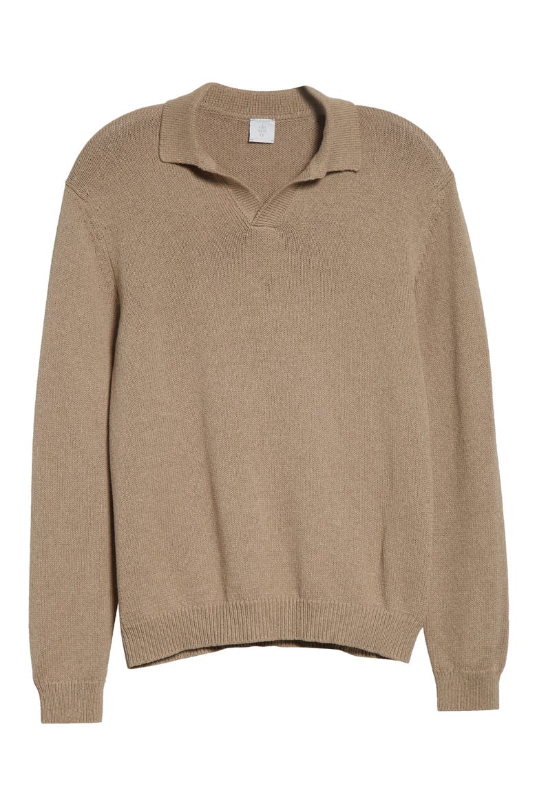 Cotton & Silk Polo Sweater, Alternate, color, 03 TAUPE