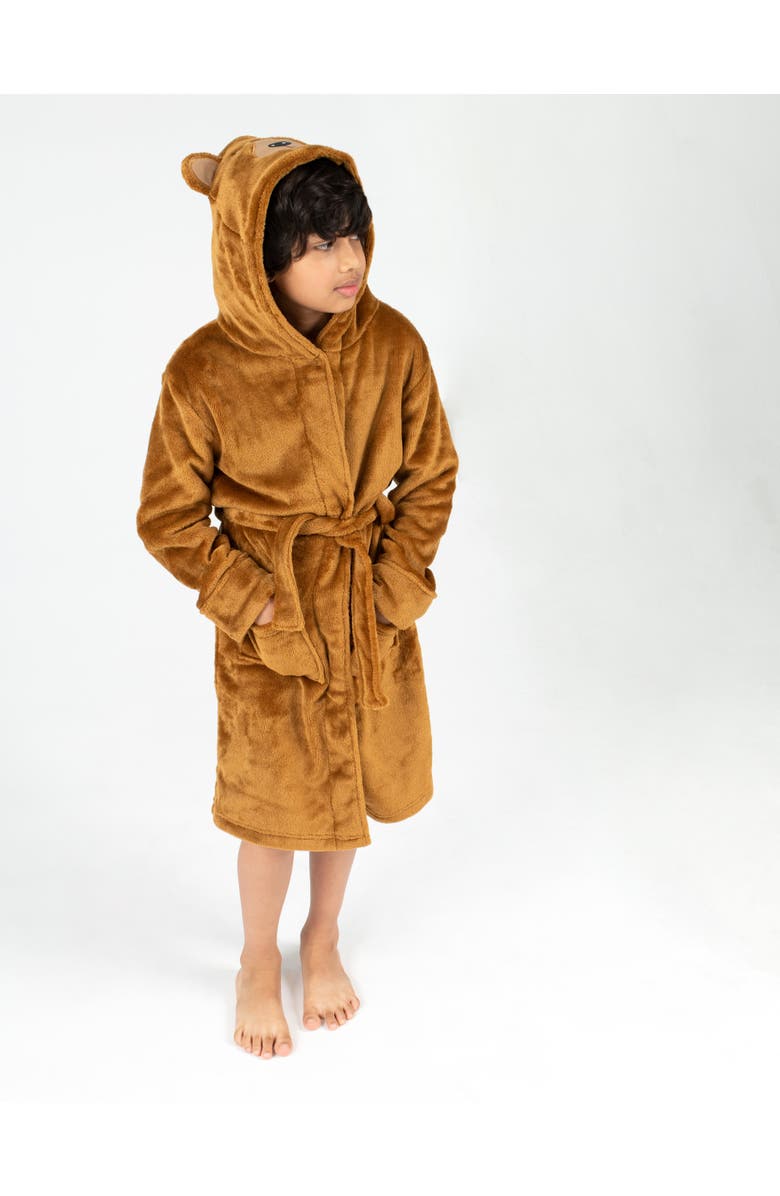 Leveret Kids Printed Fleece Hooded Robe, Main, color, Bear