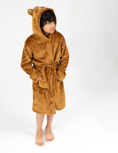 Kids Printed Fleece Hooded Robe