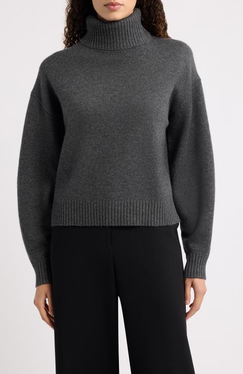 Fold-Over Turtleneck Cashmere Sweater