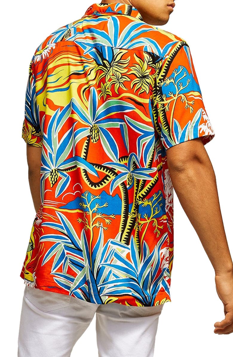 Topman Hawaiian Classic Fit Shirt, Alternate, color, 