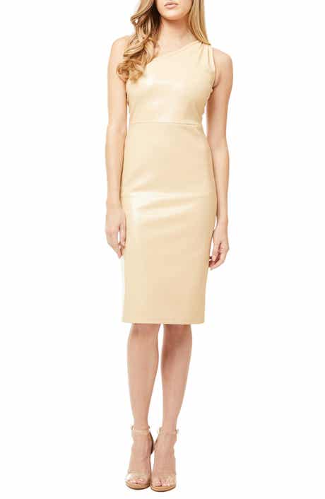 Love By Design Linette One-Shoulder Faux Leather Cocktail Dress