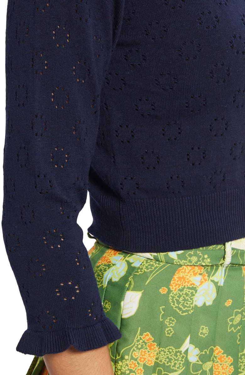 ModCloth Ruffle Sleeve Crop Cardigan, Alternate, color,