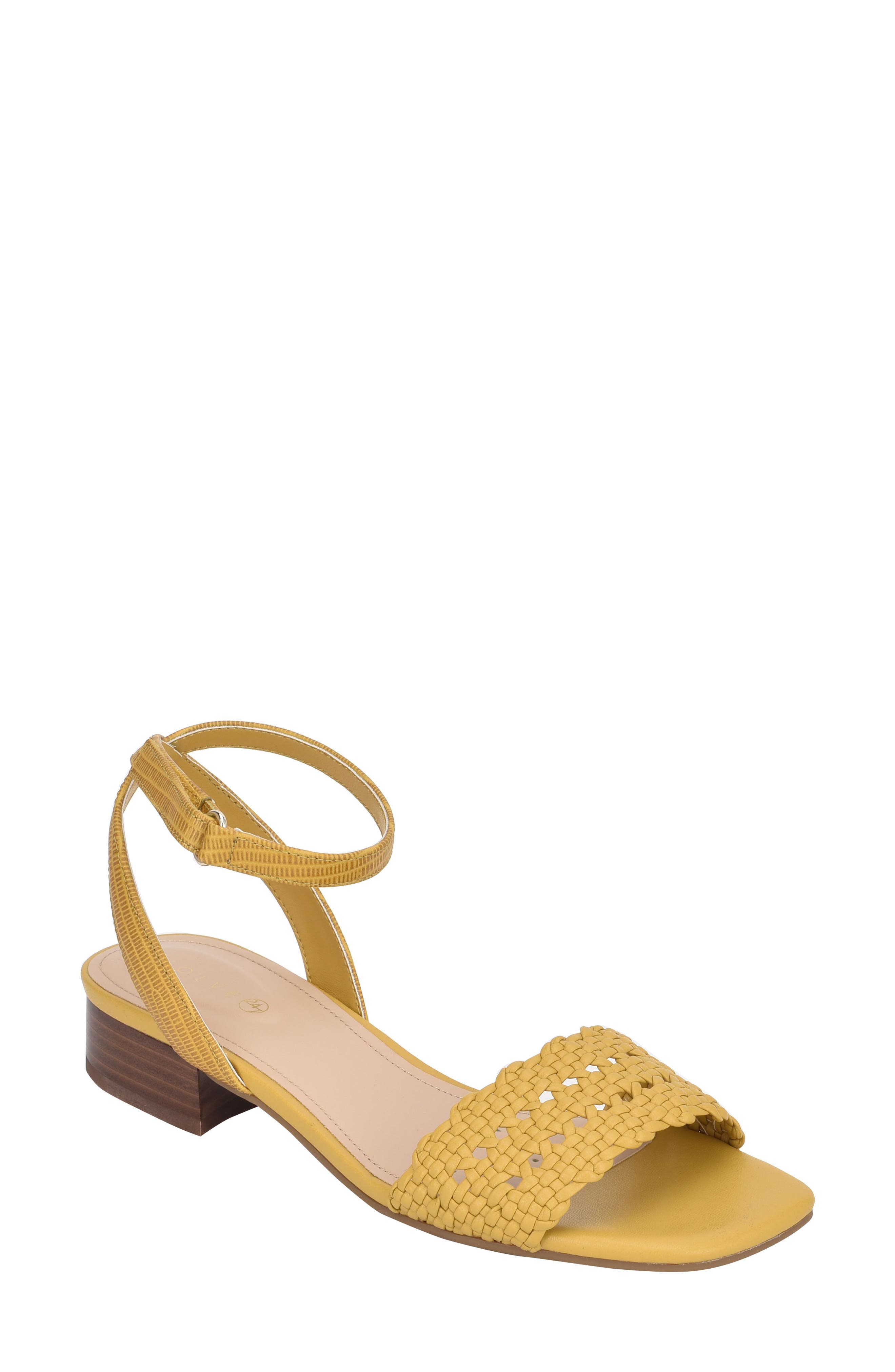 Ingrid Ankle Strap Sandal, Main, color, YELLOW LEATHER/ FABRIC