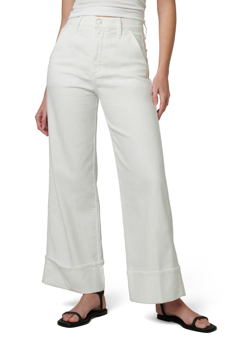 The Trixie Cuff High Waist Wide Leg Trouser Jeans, Main, color, OPTIC WHITE