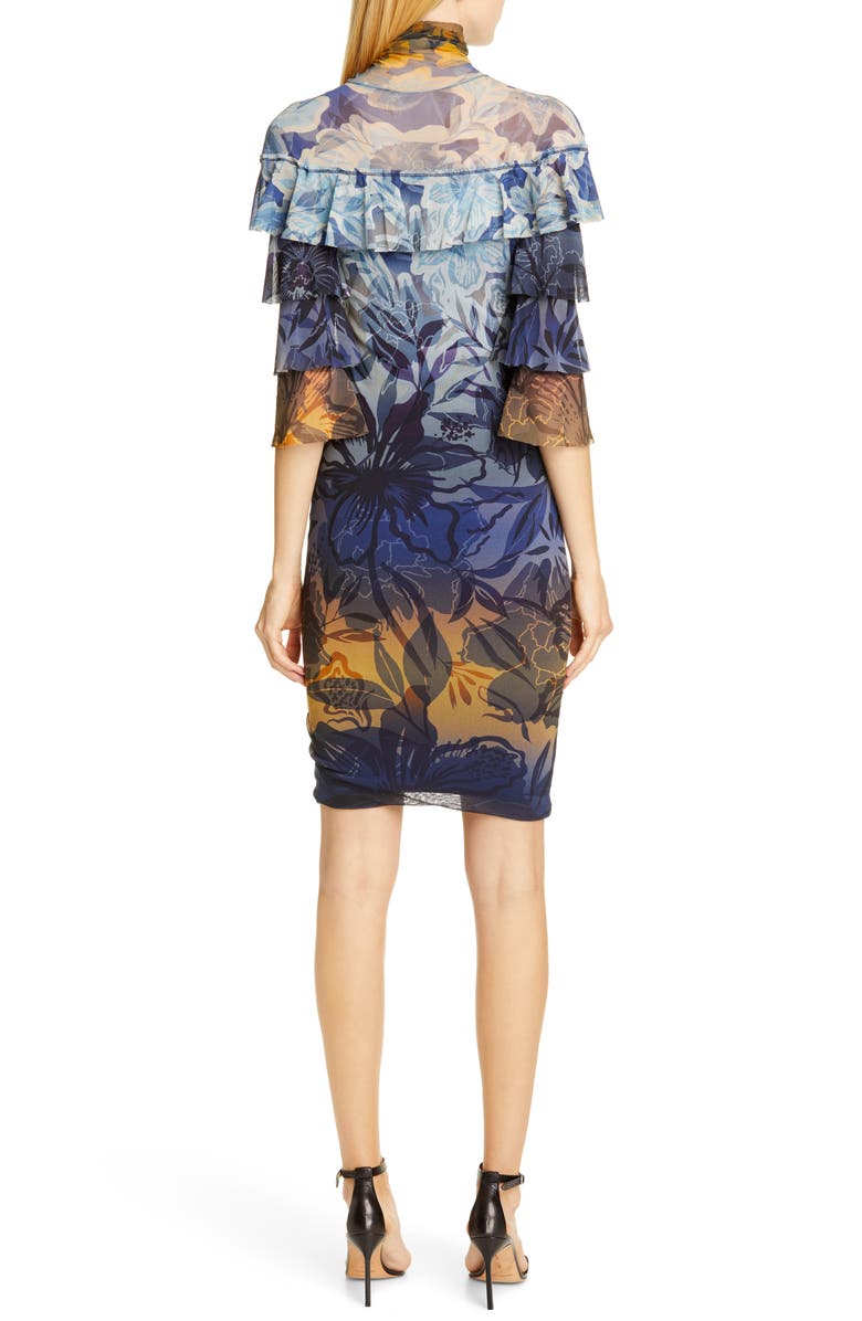 Fuzzi Dégradé Floral Ruffle Sleeve Dress, Alternate, color, 