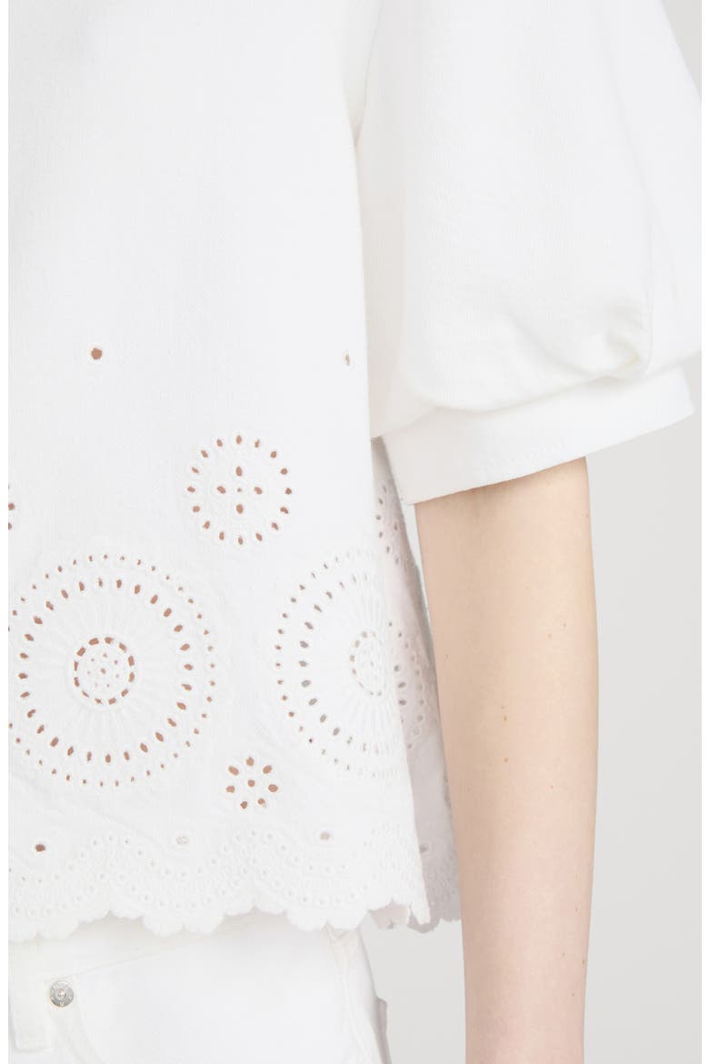 The Eyelet Billow Sleeve Button-Up Shirt, Alternate, color, WHITE