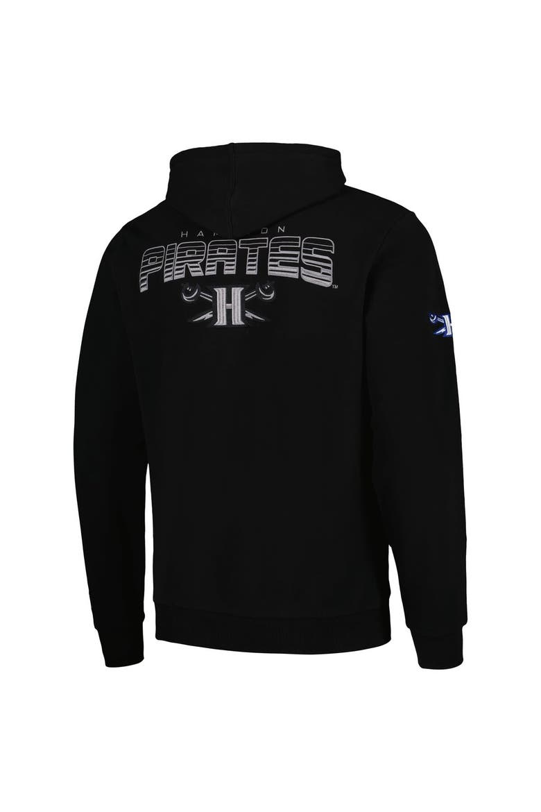 Men's FISLL  Black Hampton Pirates Puff Print Sliced Pullover Hoodie, Alternate, color, Black