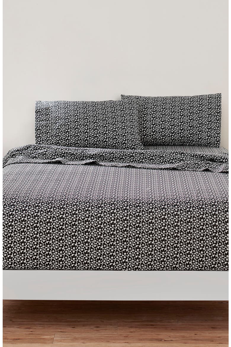 Pikkuinen Unikko 200 Thread Count Cotton Sheet Set, Alternate, color, BLACK