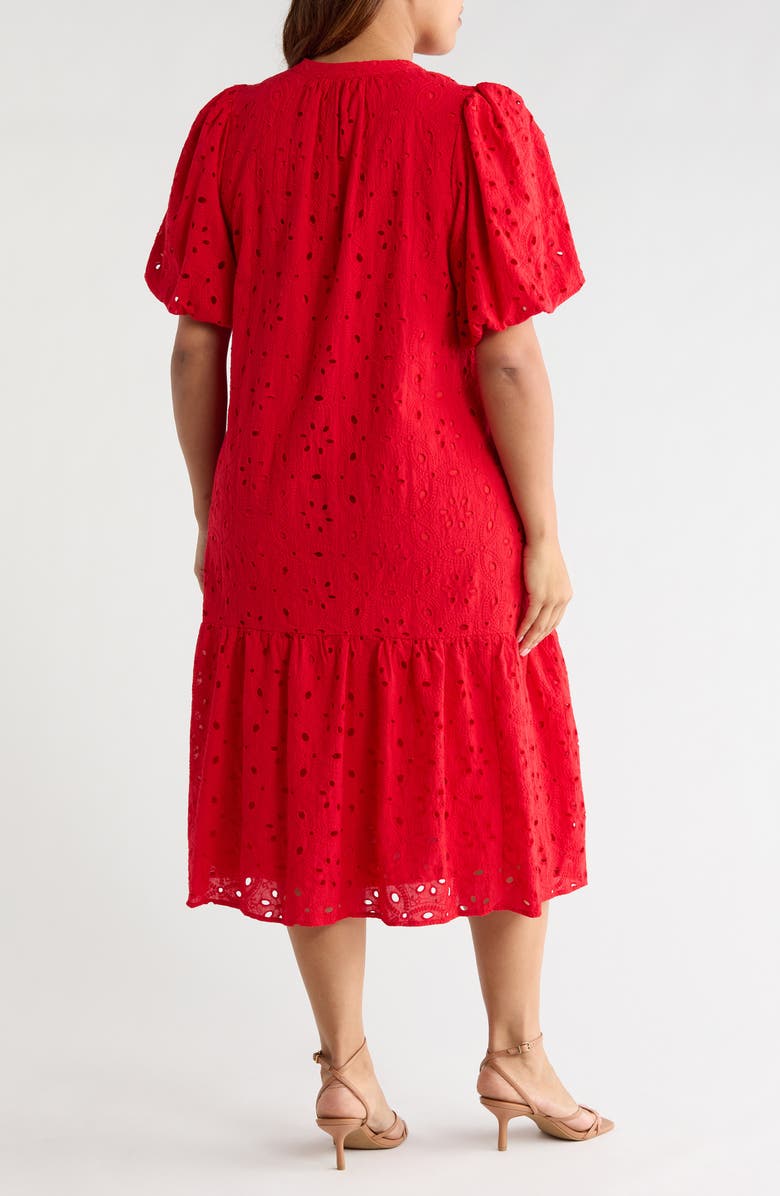 SUGARLIPS Embroidered Cotton Eyelet Dress, Alternate, color, Red