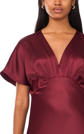 CeCe Dolman Sleeve Satin Cocktail Midi Dress Nordstrom