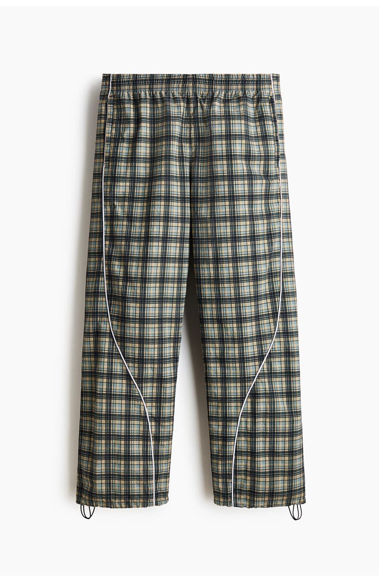 H&M Relaxed Fit Nylon Track Pants, Main, color, Beige/Checked