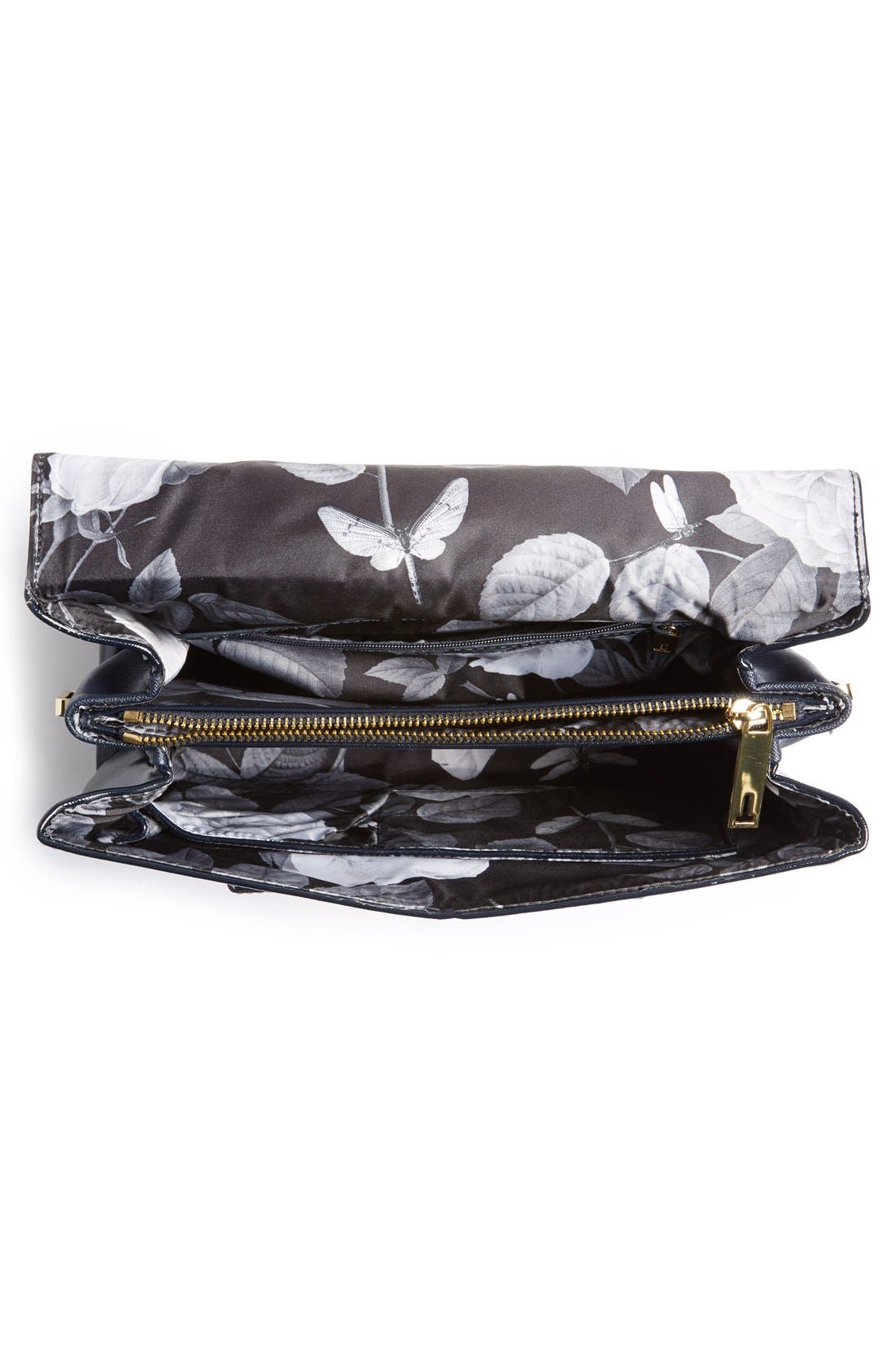 'Large' Faux Leather Tote, Alternate, color, NAVY