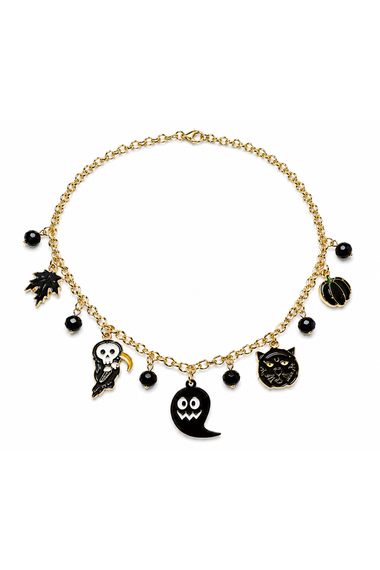 Gold-tone Halloween Charm Necklace, Main, color, Gold