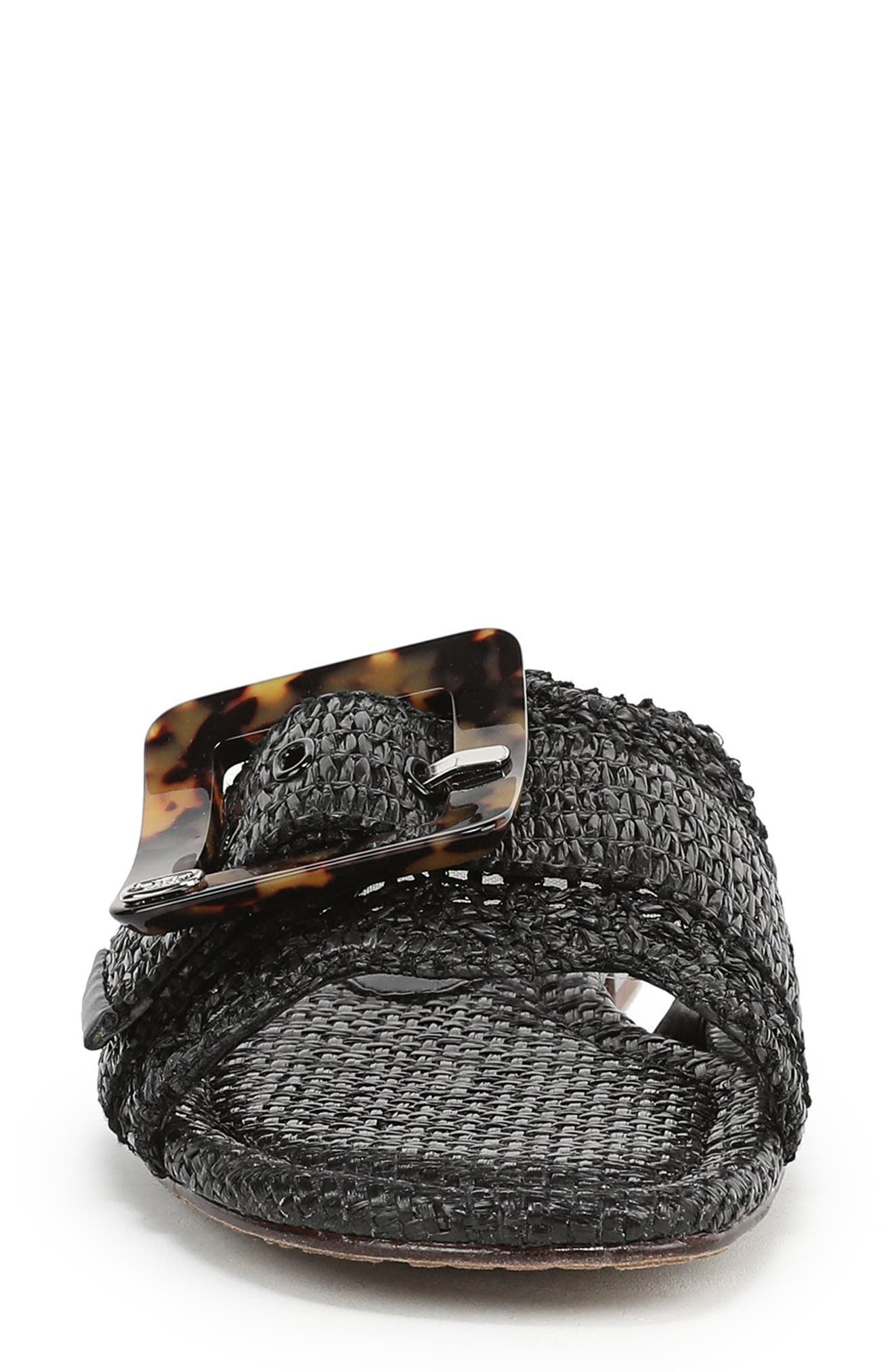 Sam Edelman Bambi Raffia Buckle Slide Sandal, Alternate, color, Black/ Brown Buckle