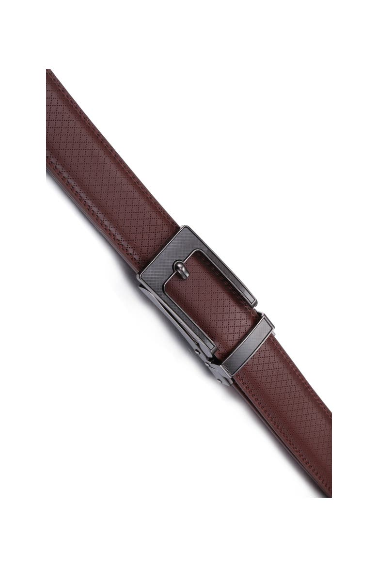Crosshatch Leather Adjustable Ratchet Belt, Alternate, color, Umber