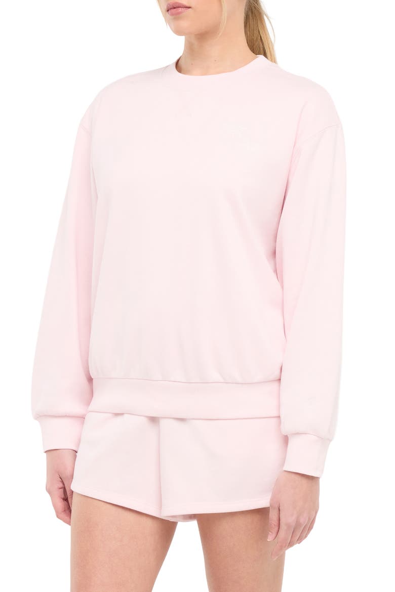 Alex Sweatshirt, Alternate, color, PALE LILAC PALMS