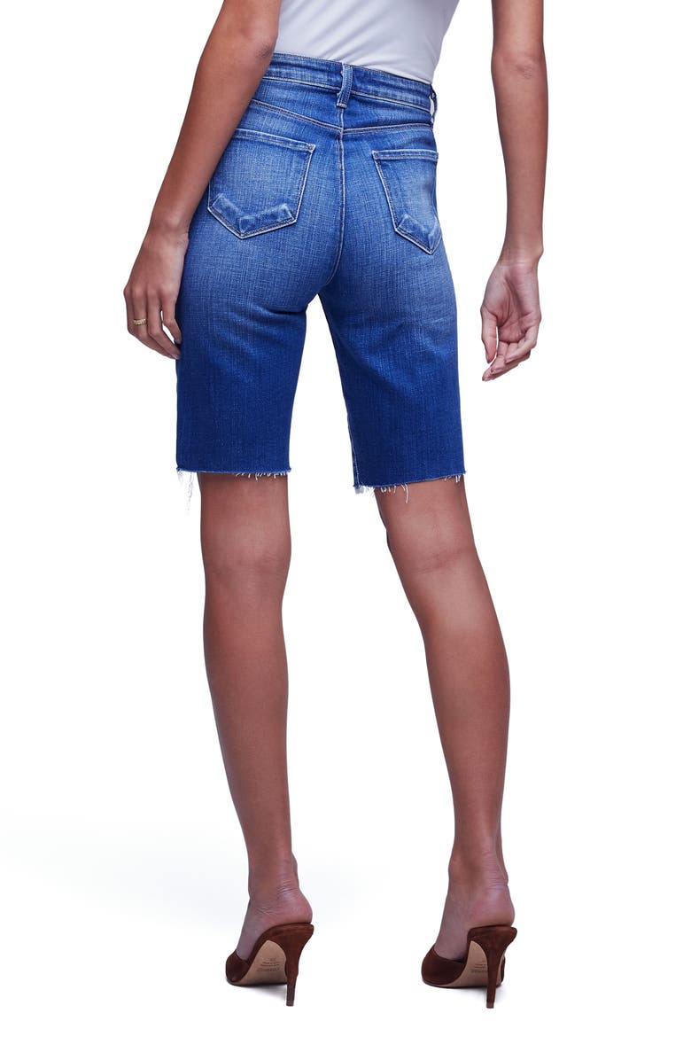 L'AGENCE Cicely Raw Hem High Rise Bermuda Stretch Denim Shorts, Alternate, color, 
