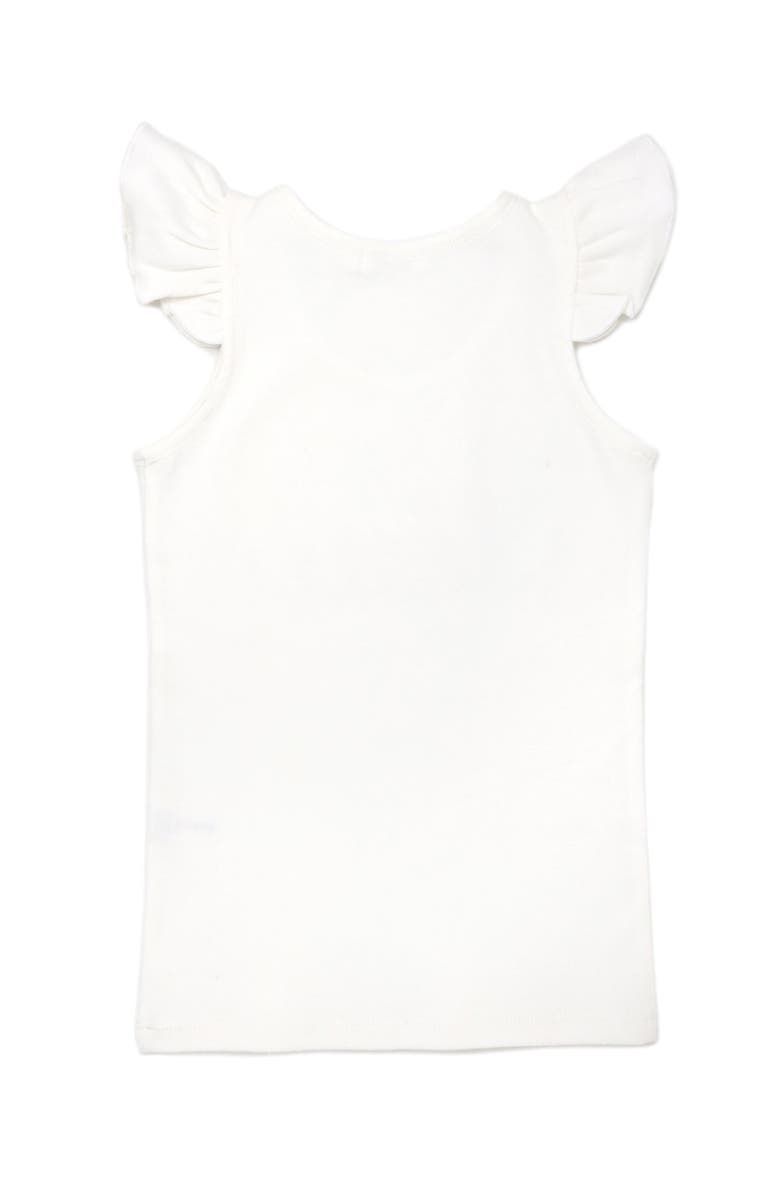 oh baby! "big sis" Pink Embroidered Cotton Baby Rib Flutter Sleeve Tank, Alternate, color, Cream