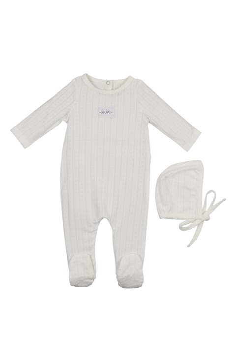 Bebe Pointelle Footie & Hat Set (Baby)