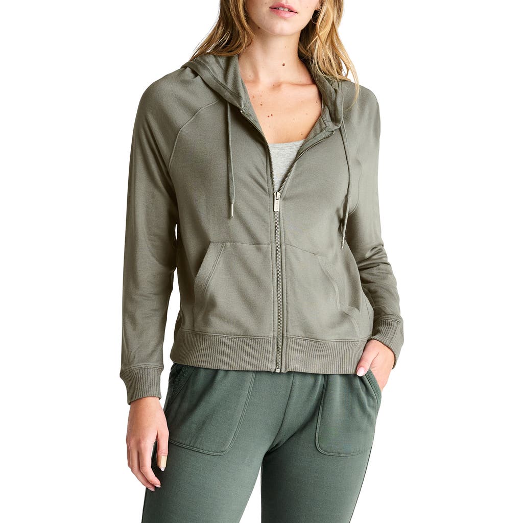 Splendid Supersoft Zip-up Hoodie In Soft Olive