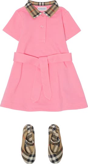 Check Collar Cotton Polo Shirt Dress