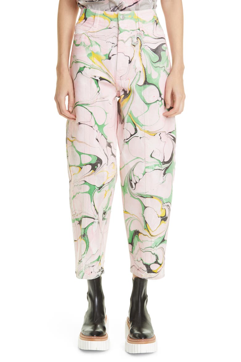 Marble High Waist Taper Stretch Ankle Jeans, Main, color, CANDY ROSE DENIM