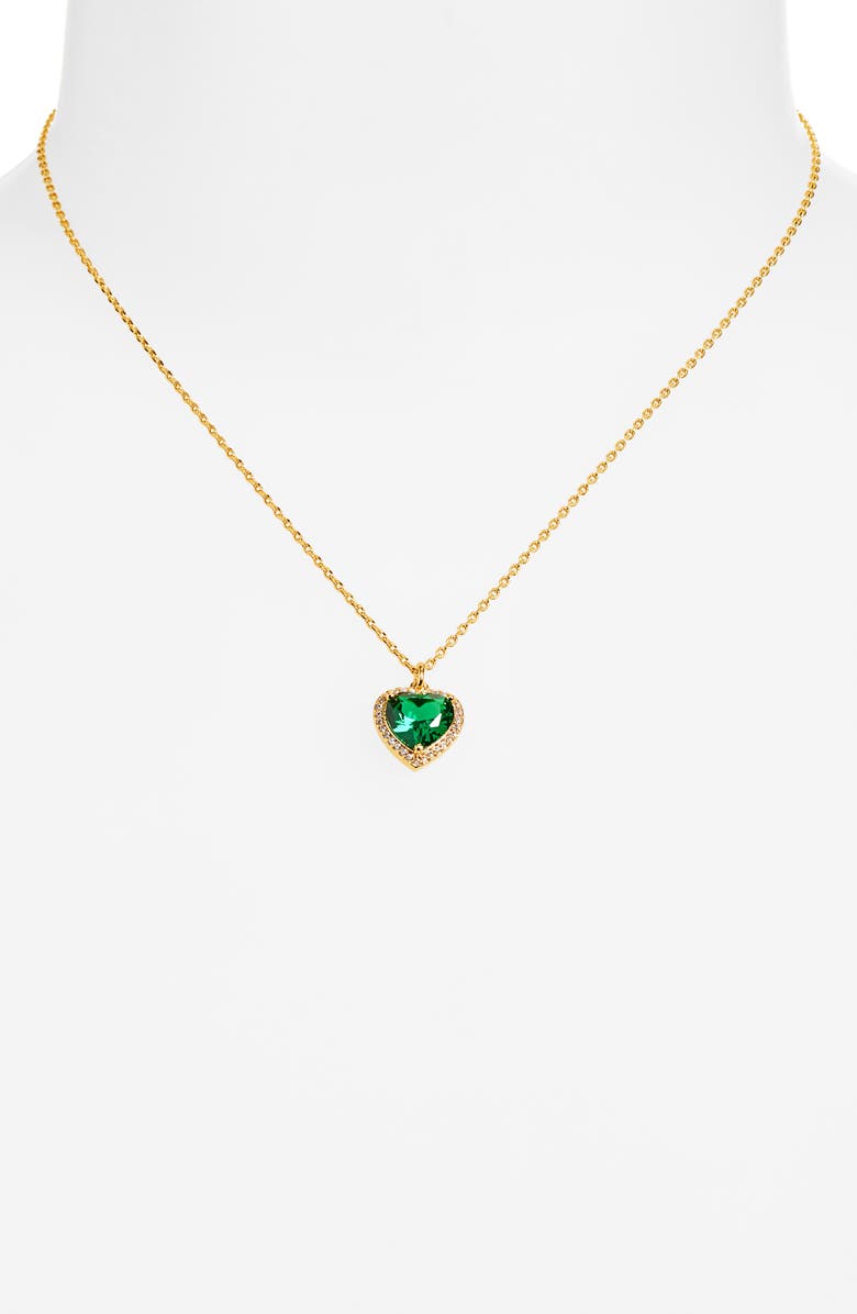 Kate Spade New York pavé heart pendant necklace, Alternate, color, Emerald